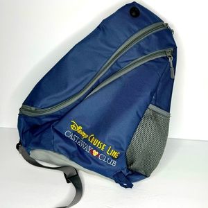 Disney Cruise Line Castaway Club Blue &‎ Gray Zippered Sling Backpack Bag - New